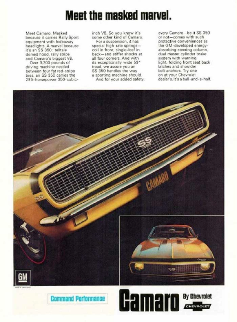 Vintage Chevy Camaro ad: Meet the masked marvel.